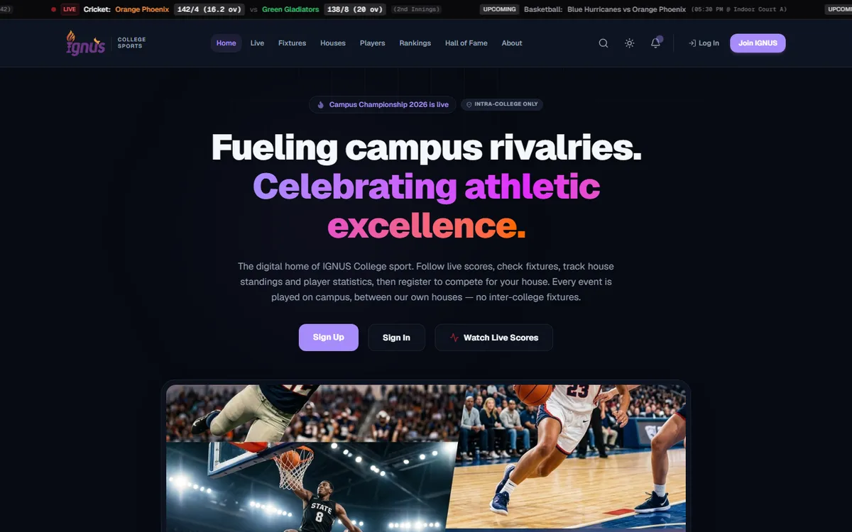 IGNUS Sports Portal main screenshot